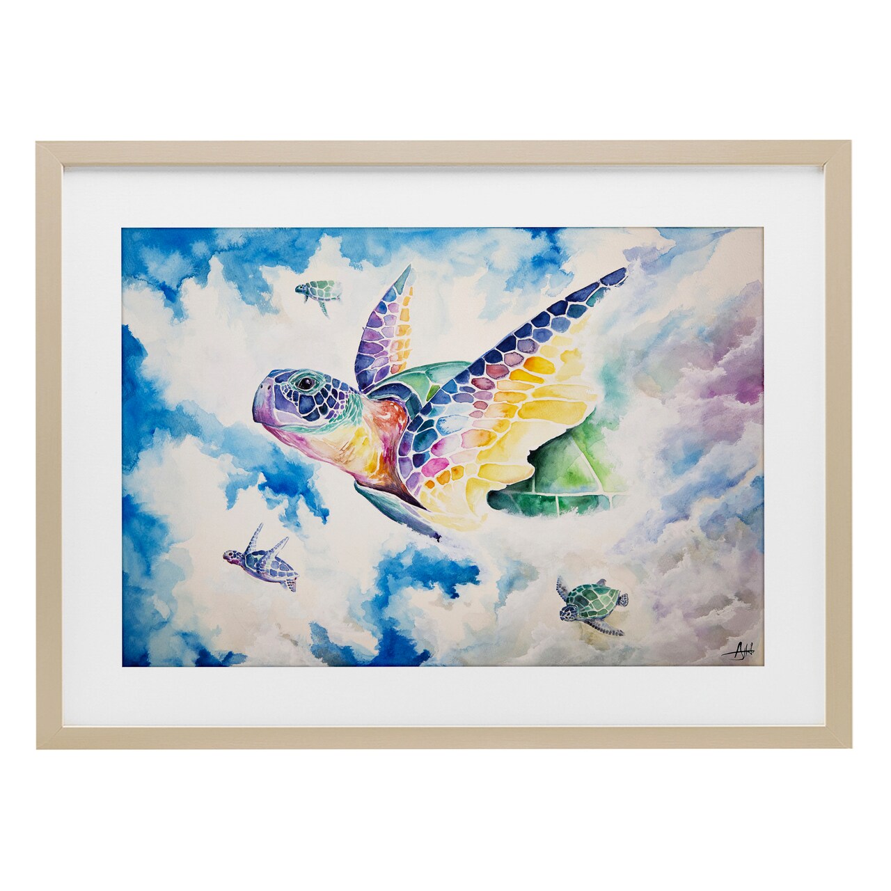 Stupell Industries Skyward Sea Turtles Framed Print Under Glass, design by Marc Allante